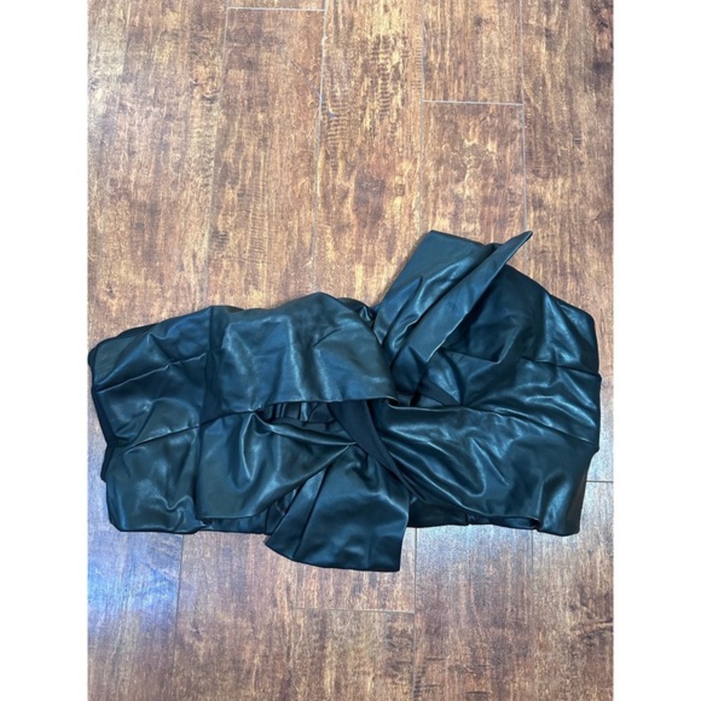 Ashley Stewart Faux Leather Strapless Top Knot Corset Black Plus‎ Size 22/24